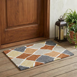 3' X 5' Orange And Beige Geometric Washable Indoor Outdoor Area Rug