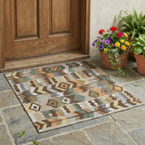 3' X 5' Chocolate And Brown Geometric Washable Indoor Outdoor Area Rug