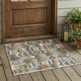 3' X 5' Gray And Graphite Geometric Washable Indoor Outdoor Area Rug