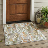 3' X 5' Ivory And Silver Geometric Washable Indoor Outdoor Area Rug