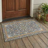 3' X 5' Gray And Graphite Oriental Washable Indoor Outdoor Area Rug