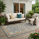 5' X 8' Gray And Graphite Oriental Washable Indoor Outdoor Area Rug