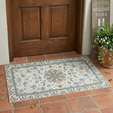 3' X 5' Ivory And Silver Oriental Washable Indoor Outdoor Area Rug