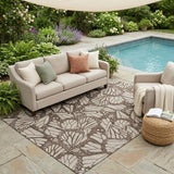 5' X 8' Beige And Brown Animal Print Washable Indoor Outdoor Area Rug
