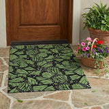 3' X 5' Green And Black Animal Print Washable Indoor Outdoor Area Rug