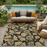 5' X 8' Gold And Black Animal Print Washable Indoor Outdoor Area Rug