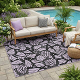 5' X 8' Lavender And Purple Animal Print Washable Indoor Outdoor Area Rug