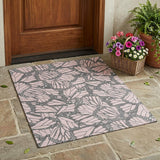 3' X 5' Pink And Graphite Animal Print Washable Indoor Outdoor Area Rug