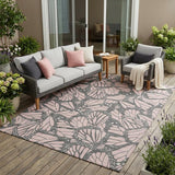 5' X 8' Pink And Graphite Animal Print Washable Indoor Outdoor Area Rug