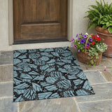 3' X 5' Teal Blue And Black Animal Print Washable Indoor Outdoor Area Rug