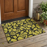 3' X 5' Yellow And Gold Animal Print Washable Indoor Outdoor Area Rug