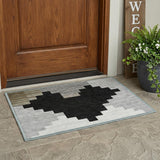 3' X 5' Black And Silver Geometric Washable Indoor Outdoor Area Rug