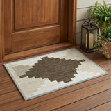 3' X 5' Chocolate And Brown Geometric Washable Indoor Outdoor Area Rug