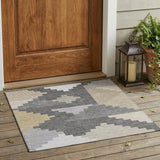 3' X 5' Gray And Graphite Geometric Washable Indoor Outdoor Area Rug