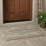3' X 5' Beige And Brown Striped Washable Indoor Outdoor Area Rug