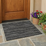 3' X 5' Black And Graphite Striped Washable Indoor Outdoor Area Rug