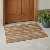 3' X 5' Copper And Orange Striped Washable Indoor Outdoor Area Rug
