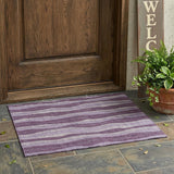 3' X 5' Lilac And Purple Striped Washable Indoor Outdoor Area Rug
