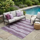 5' X 8' Lilac And Purple Striped Washable Indoor Outdoor Area Rug
