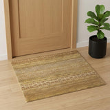 2' X 3' Brown And Tan Wool Geometric Hand Knotted Area Rug