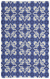 5' Fuchsia And Light Gray Square Medallion Indoor Outdoor Area Rug