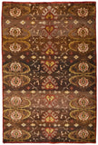 2' X 3' Brown Red And Tan Wool Ikat Hand Knotted Area Rug