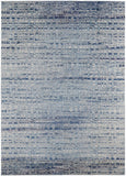 8' X 10' Gray And Silver Striped Washable Indoor Outdoor Area Rug