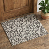 2' X 3' Ivory And Gray Wool Abstract Hand Knotted Area Rug