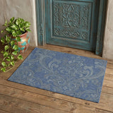 2' X 3' Blue And Gray Wool Floral Hand Tufted Area Rug