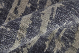 2' X 3' Blue Gray And Taupe Wool Abstract Hand Knotted Area Rug