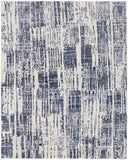 2' X 3' Ivory And Blue Wool Abstract Hand Knotted Area Rug With Fringe