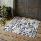 2' X 3' Ivory And Blue Wool Abstract Hand Knotted Area Rug With Fringe