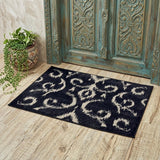 2' X 4' Black And Ivory Damask Area Rug