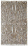 2' X 3' Ivory Taupe And Gold Floral Area Rug With Fringe