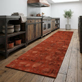 8' Red And Orange Animal Print Hand Knotted Area Rug