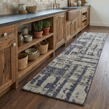 8' Blue Gray And Taupe Wool Abstract Hand Knotted Area Rug