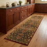 8' Brown Red And Tan Wool Ikat Hand Knotted Area Rug