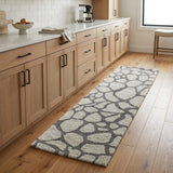 8' Ivory And Gray Wool Abstract Hand Knotted Area Rug