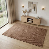 4' X 6' Orange And Brown Wool Geometric Hand Knotted Area Rug