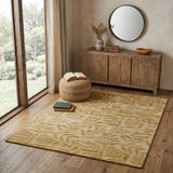 4' X 6' Tan Yellow And Orange Wool Floral Hand Knotted Area Rug