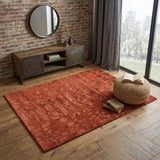 4' X 6' Red And Orange Animal Print Hand Knotted Area Rug