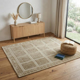 4' X 6' Green And Brown Wool Geometric Hand Knotted Area Rug
