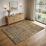 4' X 6' Brown Gold And Blue Wool Paisley Hand Knotted Area Rug