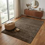 4' X 6' Brown And Black Abstract Hand Knotted Area Rug