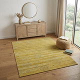 4' X 6' Gold And Yellow Striped Hand Knotted Area Rug