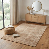 4' X 6' Tan And Gold Wool Geometric Hand Knotted Area Rug