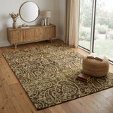 4' X 6' Brown And Tan Wool Paisley Hand Knotted Area Rug