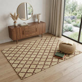 4' X 6' Brown And Tan Jute Floral Hand Woven Area Rug