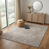 4' X 6' Tan Pink And Gray Abstract Hand Woven Area Rug