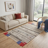 5' X 8' Tan Taupe And Brown Wool Moroccan Hand Woven Area Rug